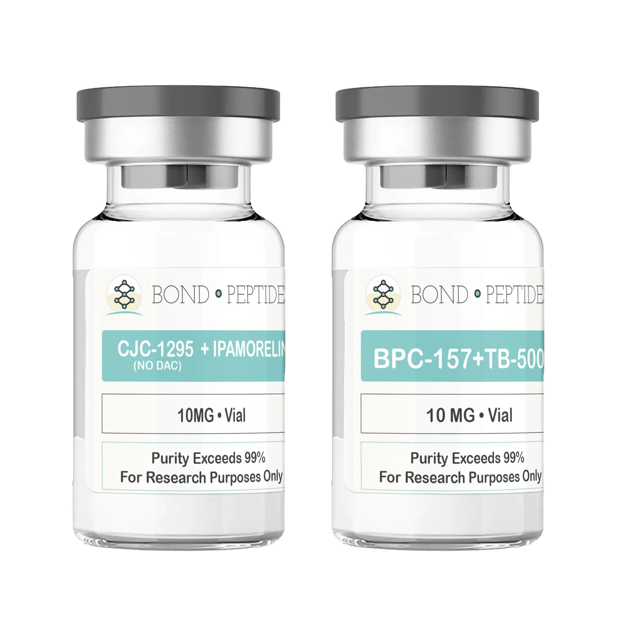 Bond Peptides CJC-1295 No DAC + Ipamorelin Vial (5/5) 10mg + BPC-157 + TB-500 Vial 10 mg