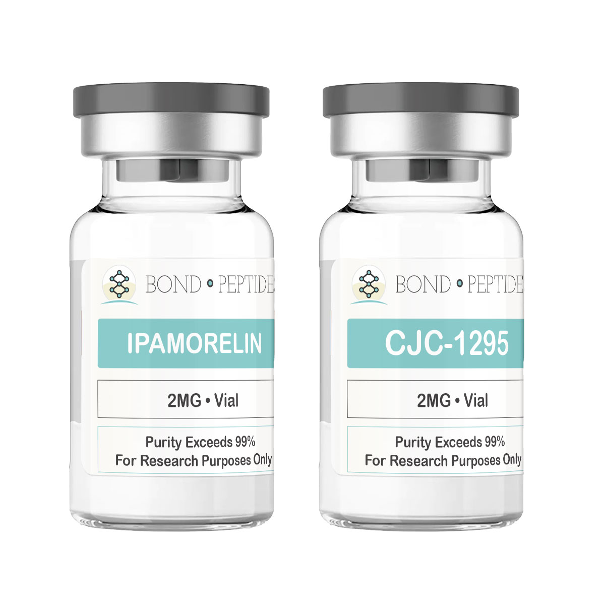 Bond Peptides CJC-1295 2 mg e Ipamorelin 2 mg - Vial para Aumento de Hormônio e Recuperação Muscular